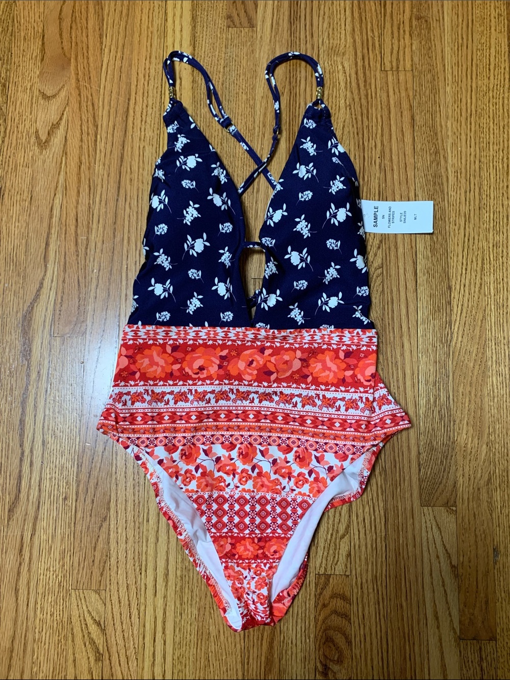 Sunshine 79 swimsuit - v plunge one piece USA red white and blue bathing suit